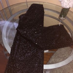 Black wide leg sequin Express Pants
